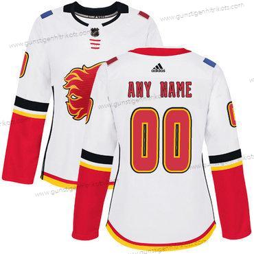 Adidas Frauen Calgary Flames Personalisiertes Auswärtstrikots Authentisch NHL Trikots – Weiß