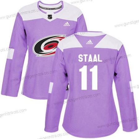 Adidas Frauen Carolina Hurricanes #11 Jordan Staal Authentisch Bekämpft Krebs Strickerei NHL Trikots – Lila