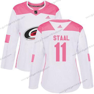 Adidas Frauen Carolina Hurricanes #11 Jordan Staal Authentisch Strickerei NHL Trikots – Weiß Rosa