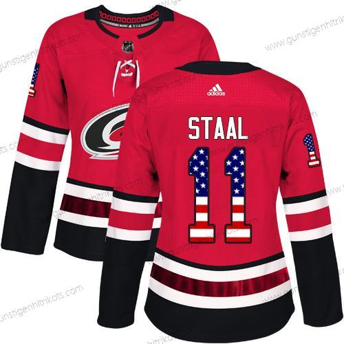 Adidas Frauen Carolina Hurricanes #11 Jordan Staal Heimtrikots Authentisch USA Flag Strickerei NHL Trikots – Rot