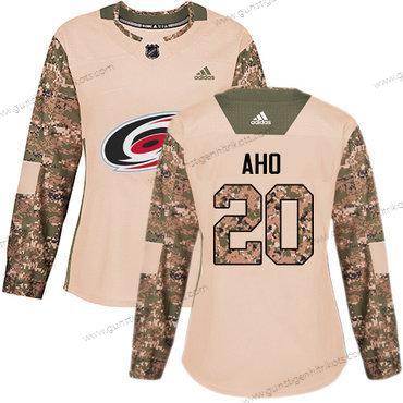 Adidas Frauen Carolina Hurricanes #20 Sebastian Aho Authentisch 2017 Veterans Day Strickerei NHL Trikots – Tarnfarbe