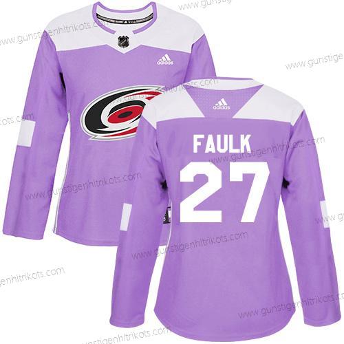 Adidas Frauen Carolina Hurricanes #27 Justin Faulk Authentisch Bekämpft Krebs Strickerei NHL Trikots – Lila