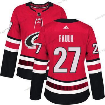 Adidas Frauen Carolina Hurricanes #27 Justin Faulk Heimtrikots Authentisch Strickerei NHL Trikots – Rot