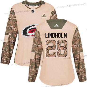 Adidas Frauen Carolina Hurricanes #28 Elias Lindholm Authentisch 2017 Veterans Day Strickerei NHL Trikots – Tarnfarbe