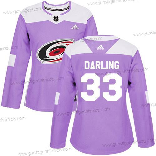 Adidas Frauen Carolina Hurricanes #33 Scott Darling Authentisch Bekämpft Krebs Strickerei NHL Trikots – Lila