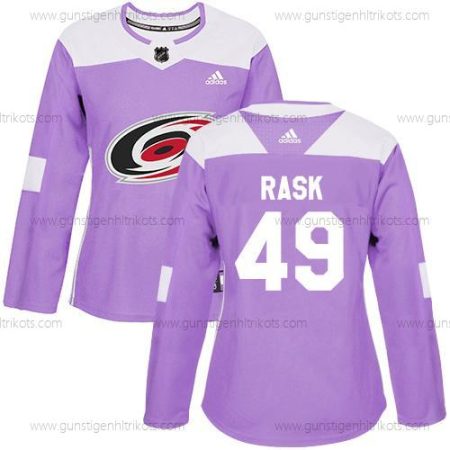 Adidas Frauen Carolina Hurricanes #49 Victor Rask Authentisch Bekämpft Krebs Strickerei NHL Trikots – Lila