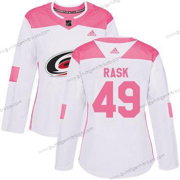 Adidas Frauen Carolina Hurricanes #49 Victor Rask Authentisch Strickerei NHL Trikots – Weiß Rosa