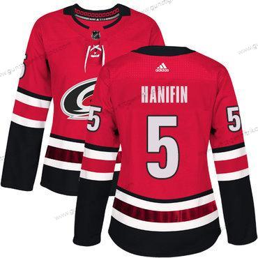 Adidas Frauen Carolina Hurricanes #5 Noah Hanifin Heimtrikots Authentisch Strickerei NHL Trikots – Rot