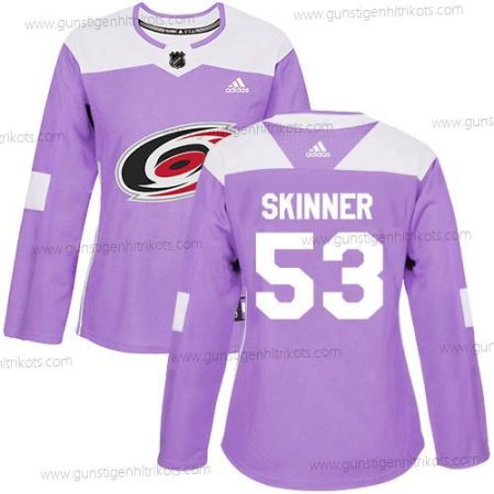 Adidas Frauen Carolina Hurricanes #53 Jeff Skinner Authentisch Bekämpft Krebs Strickerei NHL Trikots – Lila