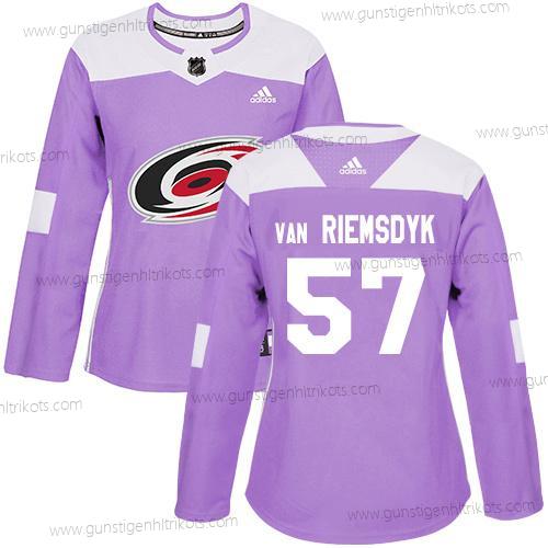 Adidas Frauen Carolina Hurricanes #57 Trevor Van Riemsdyk Authentisch Bekämpft Krebs Strickerei NHL Trikots – Lila