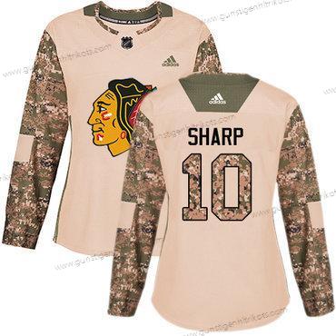 Adidas Frauen Chicago Blackhawks #10 Patrick Sharp Authentisch 2017 Veterans Day Strickerei NHL Trikots – Tarnfarbe