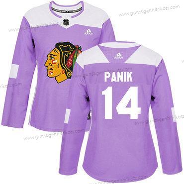 Adidas Frauen Chicago Blackhawks #14 Richard Panik Authentisch Bekämpft Krebs Strickerei NHL Trikots – Lila