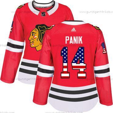 Adidas Frauen Chicago Blackhawks #14 Richard Panik Heimtrikots Authentisch USA Flag Strickerei NHL Trikots – Rot