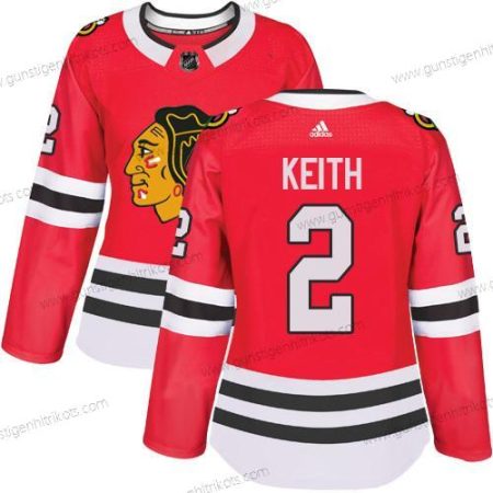 Adidas Frauen Chicago Blackhawks #2 Duncan Keith Heimtrikots Authentisch Strickerei NHL Trikots – Rot