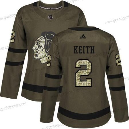 Adidas Frauen Chicago Blackhawks #2 Duncan Keith Salute to Service Strickerei NHL Trikots – Grün