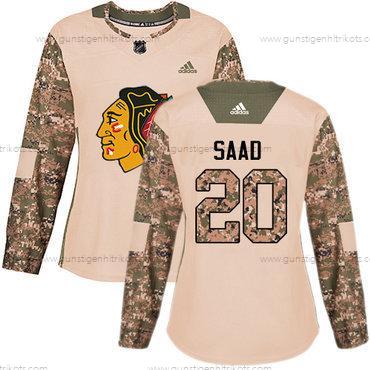 Adidas Frauen Chicago Blackhawks #20 Brandon Saad Authentisch 2017 Veterans Day Strickerei NHL Trikots – Tarnfarbe