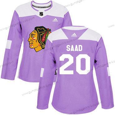 Adidas Frauen Chicago Blackhawks #20 Brandon Saad Authentisch Bekämpft Krebs Strickerei NHL Trikots – Lila