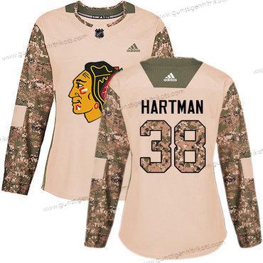 Adidas Frauen Chicago Blackhawks #38 Ryan Hartman Authentisch 2017 Veterans Day Strickerei NHL Trikots – Tarnfarbe