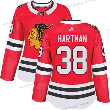 Adidas Frauen Chicago Blackhawks #38 Ryan Hartman Heimtrikots Authentisch Strickerei NHL Trikots – Rot