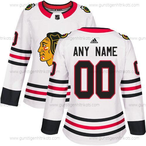 Adidas Frauen Chicago Blackhawks Personalisiertes NHL Authentisch Trikots – Weiß