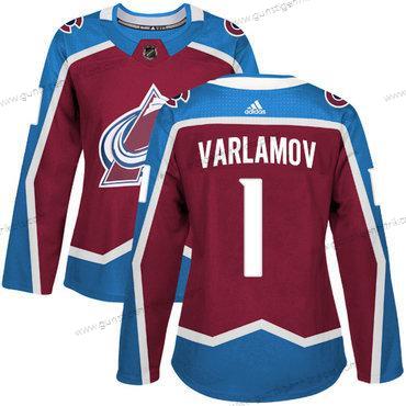 Adidas Frauen Colorado Avalanche #1 Semyon Varlamov Heimtrikots Authentisch Strickerei NHL Trikots – Rot