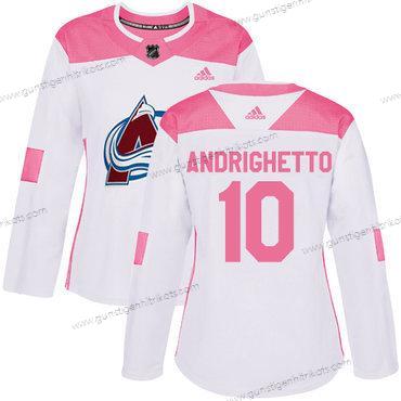 Adidas Frauen Colorado Avalanche #10 Sven Andrighetto Authentisch Strickerei NHL Trikots – Weiß Rosa