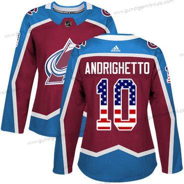 Adidas Frauen Colorado Avalanche #10 Sven Andrighetto Heimtrikots Authentisch USA Flag Strickerei NHL Trikots – Rot