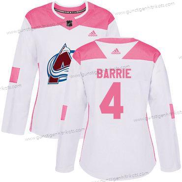 Adidas Frauen Colorado Avalanche #4 Tyson Barrie Authentisch Strickerei NHL Trikots – Weiß Rosa