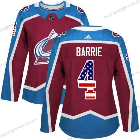 Adidas Frauen Colorado Avalanche #4 Tyson Barrie Heimtrikots Authentisch USA Flag Strickerei NHL Trikots – Rot