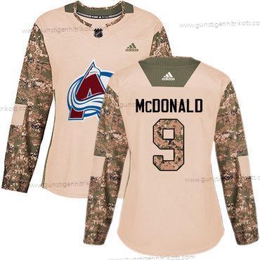 Adidas Frauen Colorado Avalanche #9 Lanny Mcdonald Authentisch 2017 Veterans Day Strickerei NHL Trikots – Tarnfarbe