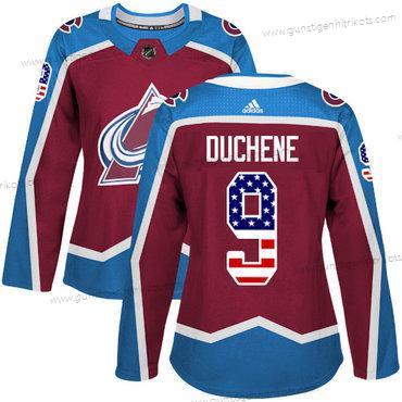 Adidas Frauen Colorado Avalanche #9 Matt Duchene Heimtrikots Authentisch USA Flag Strickerei NHL Trikots – Rot