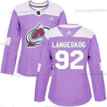 Adidas Frauen Colorado Avalanche #92 Gabriel Landeskog Authentisch Bekämpft Krebs Strickerei NHL Trikots – Lila