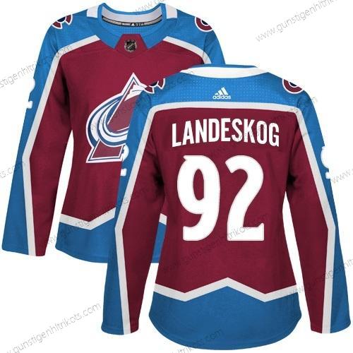 Adidas Frauen Colorado Avalanche #92 Gabriel Landeskog Heimtrikots Authentisch Strickerei NHL Trikots – Rot