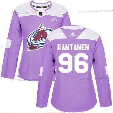 Adidas Frauen Colorado Avalanche #96 Mikko Rantanen Authentisch Bekämpft Krebs Strickerei NHL Trikots – Lila