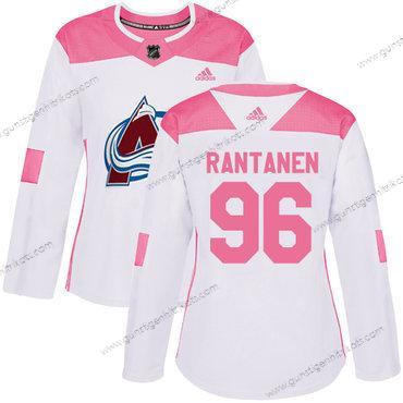 Adidas Frauen Colorado Avalanche #96 Mikko Rantanen Authentisch Strickerei NHL Trikots – Weiß Rosa