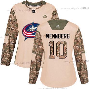 Adidas Frauen Columbus Blue Jackets #10 Alexander Wennberg Authentisch 2017 Veterans Day Strickerei NHL Trikots – Tarnfarbe