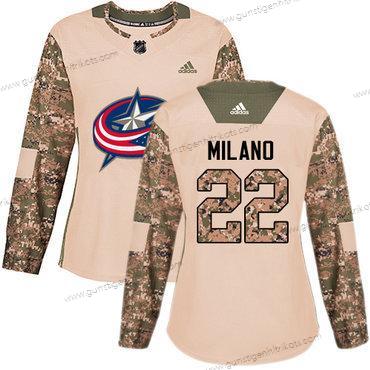 Adidas Frauen Columbus Blue Jackets #22 Sonny Milano Authentisch 2017 Veterans Day Strickerei NHL Trikots – Tarnfarbe