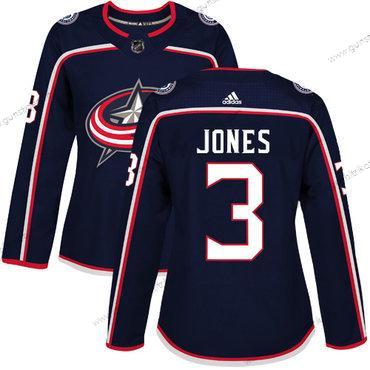 Adidas Frauen Columbus Blue Jackets #3 Seth Jones Heimtrikots Authentisch Strickerei NHL Trikots – Marineblau Blau