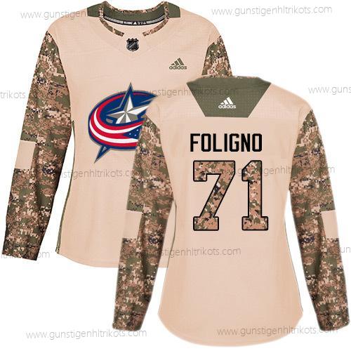 Adidas Frauen Columbus Blue Jackets #71 Nick Foligno Authentisch 2017 Veterans Day Strickerei NHL Trikots – Tarnfarbe