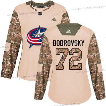 Adidas Frauen Columbus Blue Jackets #72 Sergei Bobrovsky Authentisch 2017 Veterans Day Strickerei NHL Trikots – Tarnfarbe