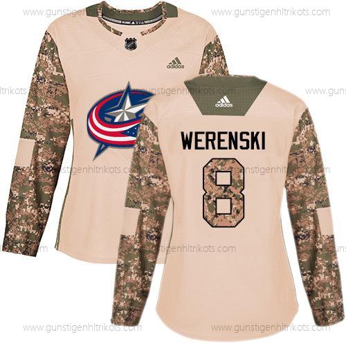 Adidas Frauen Columbus Blue Jackets #8 Zach Werenski Authentisch 2017 Veterans Day Strickerei NHL Trikots – Tarnfarbe