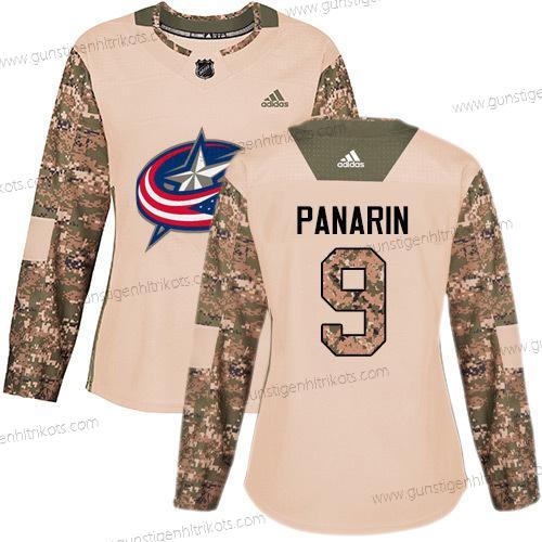 Adidas Frauen Columbus Blue Jackets #9 Artemi Panarin Authentisch 2017 Veterans Day Strickerei NHL Trikots – Tarnfarbe