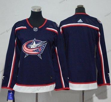 Adidas Frauen Columbus Blue Jackets Leer Heimtrikots Authentisch Strickerei NHL Trikots – Marineblau Blau