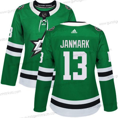 Adidas Frauen Dallas Stars #13 Mattias Janmark Heimtrikots Authentisch Strickerei NHL Trikots – Grün