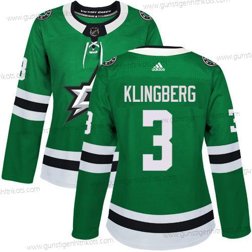 Adidas Frauen Dallas Stars #3 John Klingberg Heimtrikots Authentisch Strickerei NHL Trikots – Grün