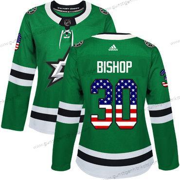 Adidas Frauen Dallas Stars #30 Ben Bishop Heimtrikots Authentisch USA Flag Strickerei NHL Trikots – Grün