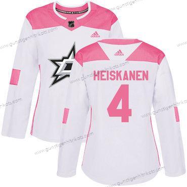 Adidas Frauen Dallas Stars #4 Miro Heiskanen Authentisch Strickerei NHL Trikots – Weiß Rosa