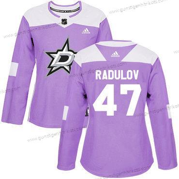 Adidas Frauen Dallas Stars #47 Alexander Radulov Authentisch Bekämpft Krebs Strickerei NHL Trikots – Lila