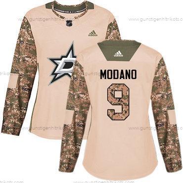 Adidas Frauen Dallas Stars #9 Mike Modano Authentisch 2017 Veterans Day Strickerei NHL Trikots – Tarnfarbe