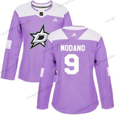 Adidas Frauen Dallas Stars #9 Mike Modano Authentisch Bekämpft Krebs Strickerei NHL Trikots – Lila